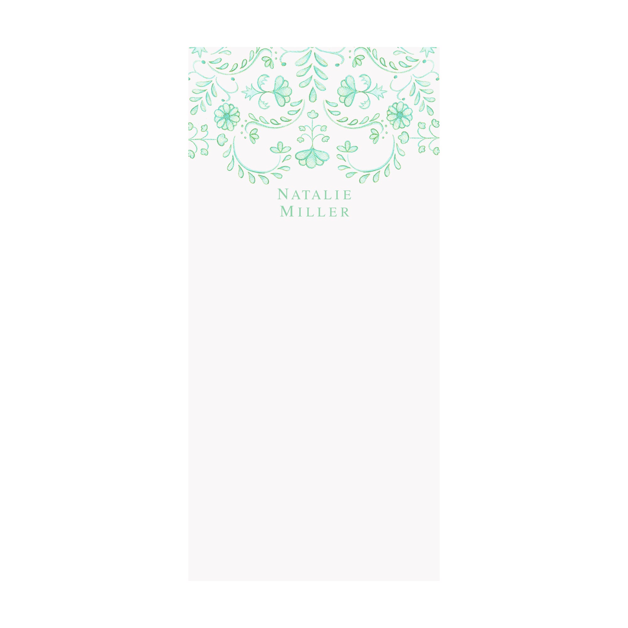 Chinoiserie Notepad- Personalized- Seafoam