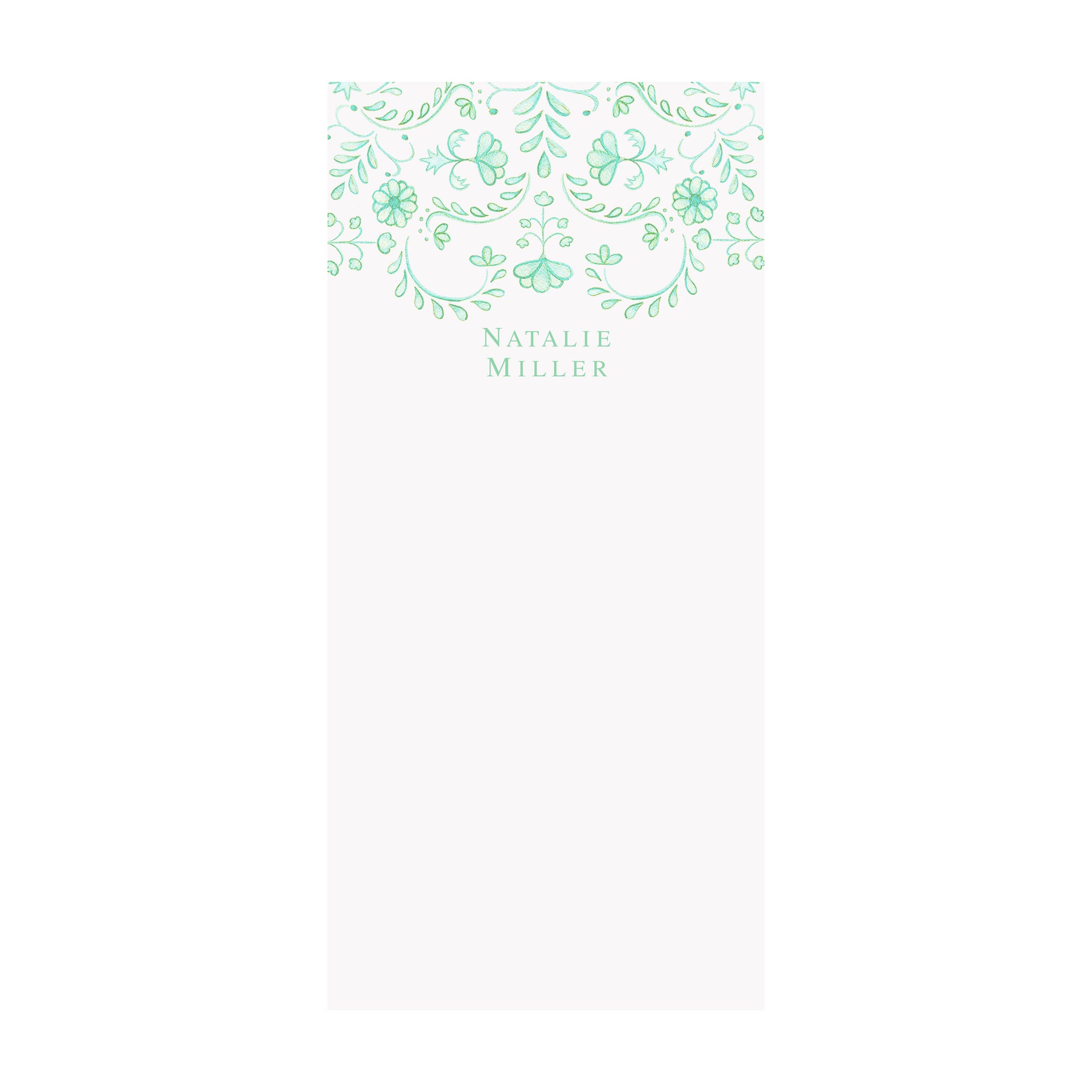 Chinoiserie Notepad- Personalized- Seafoam