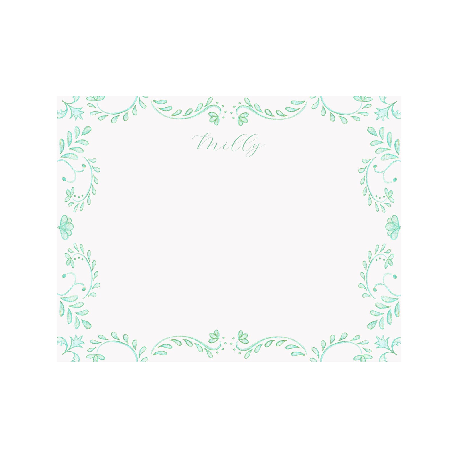 Chinoiserie Personalized Stationery- Seafoam