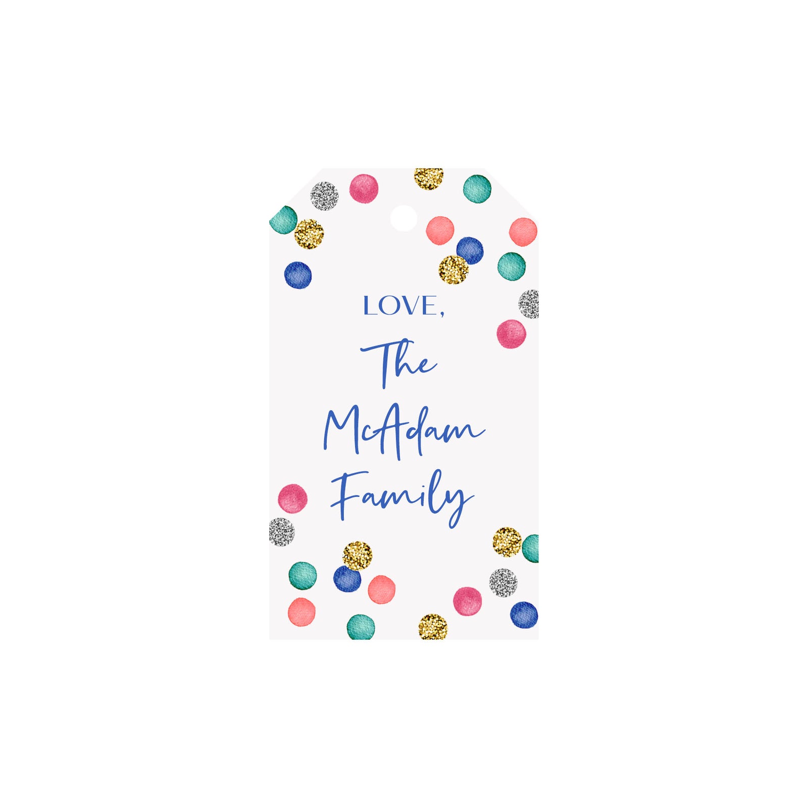 Colorful Confetti Personalized Angled/Drilled Gift Tags