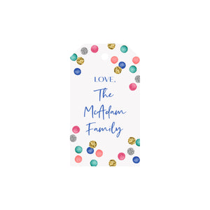 Colorful Confetti Personalized Angled/Drilled Gift Tags