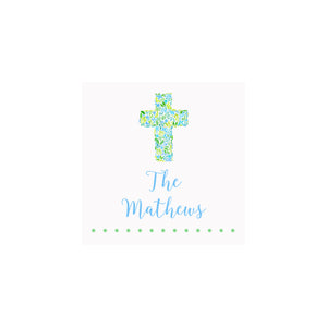 Cross Gift Tags & Stickers- Blue/Green