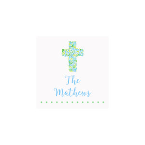 Cross Gift Tags & Stickers- Blue/Green