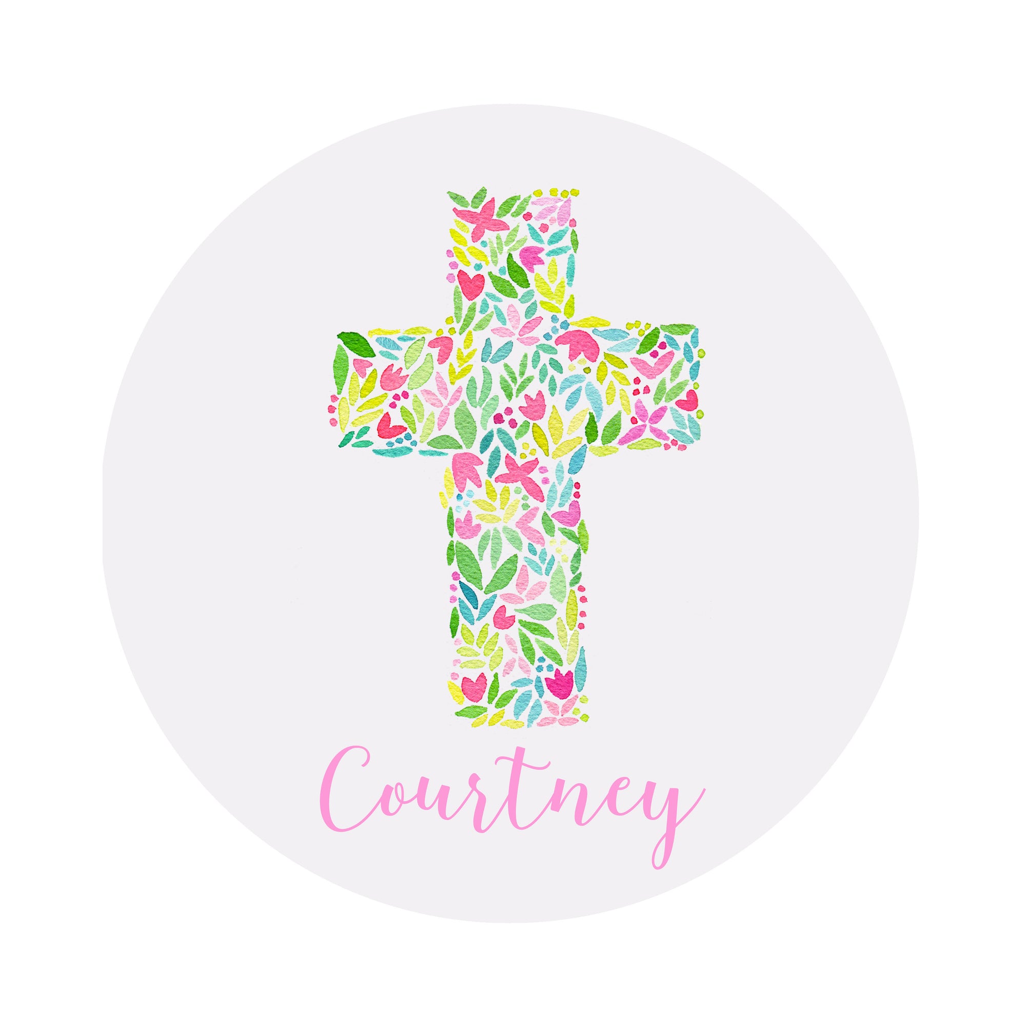 Cross Personalized Circular Easter Placecards