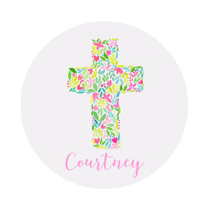 Cross Personalized Circular Easter Placecards