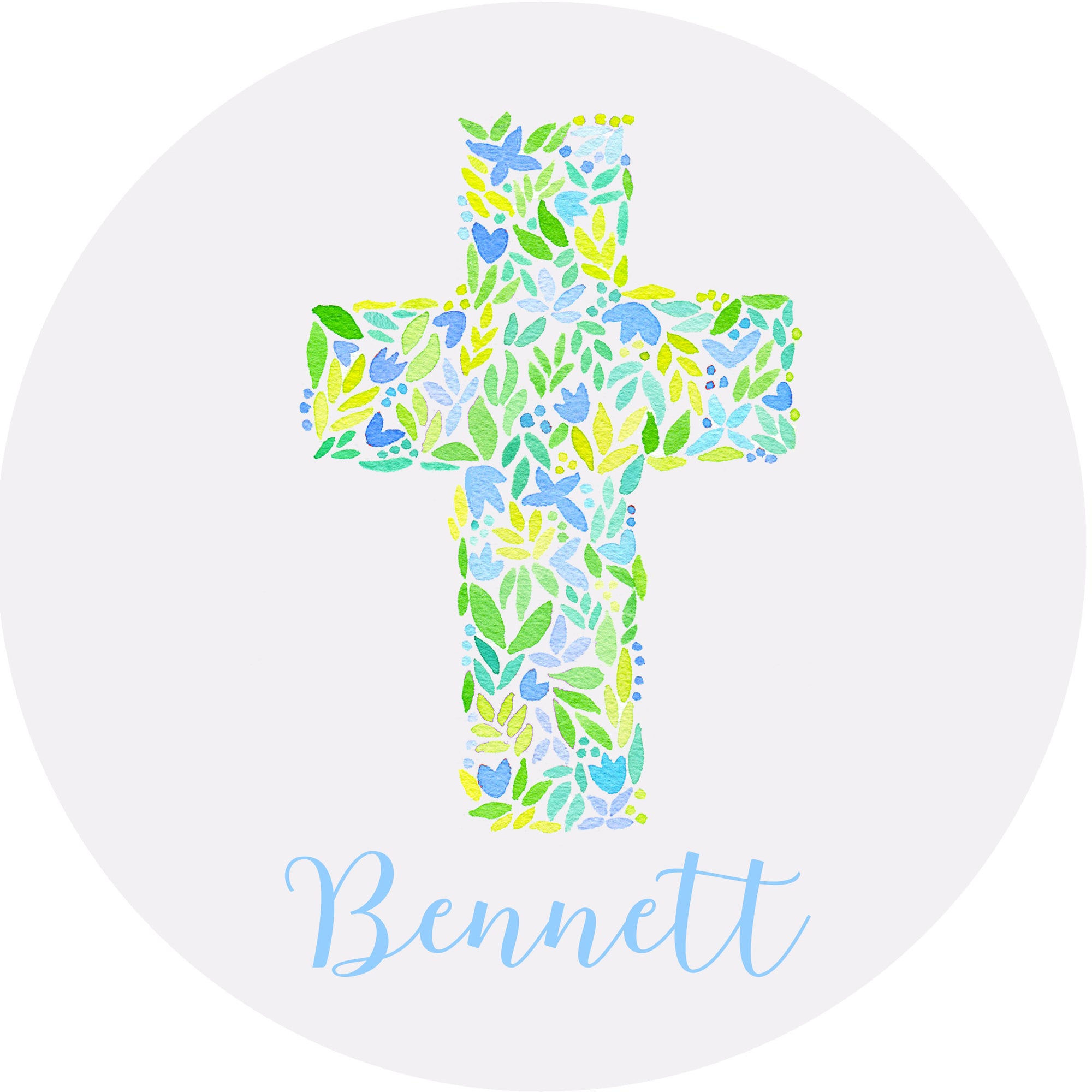 Cross Personalized Circular Easter Placecards