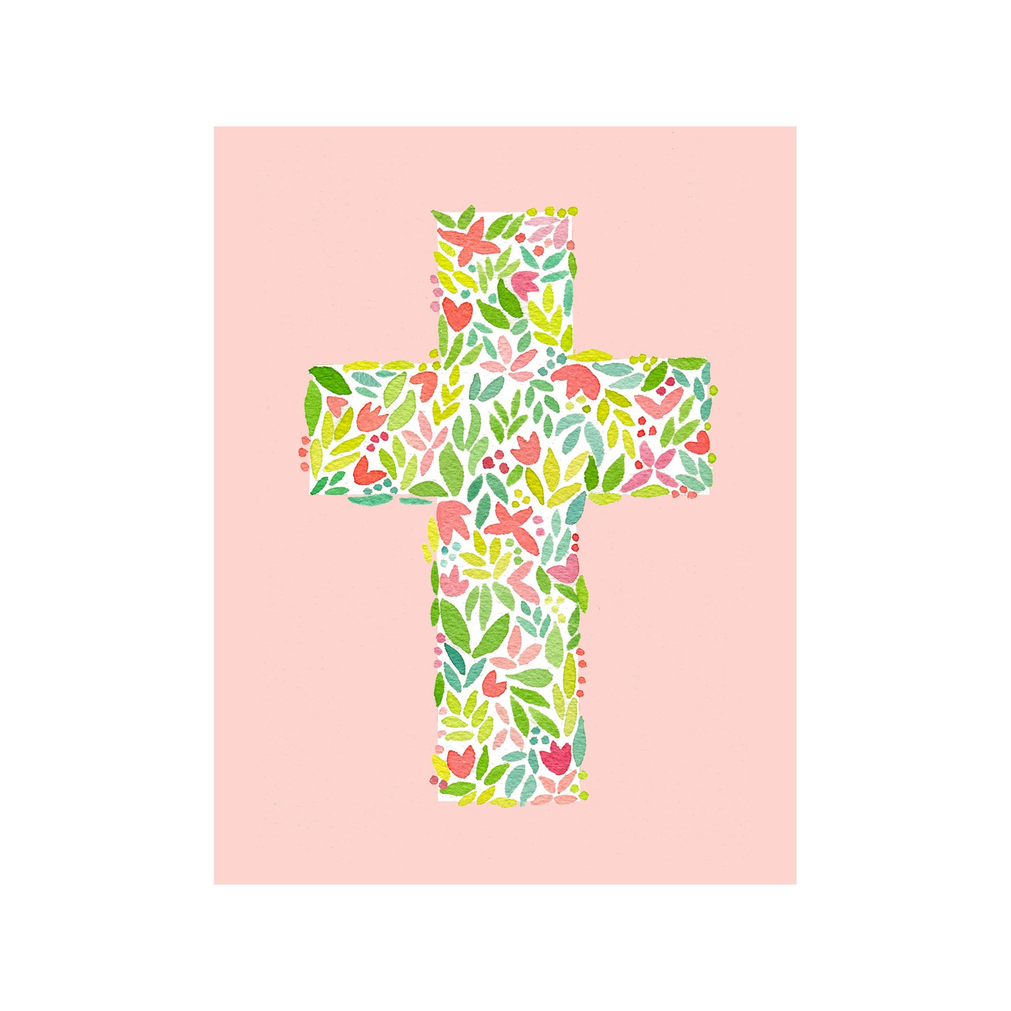 Floral Cross Card- Pink