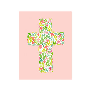 Floral Cross Card- Pink