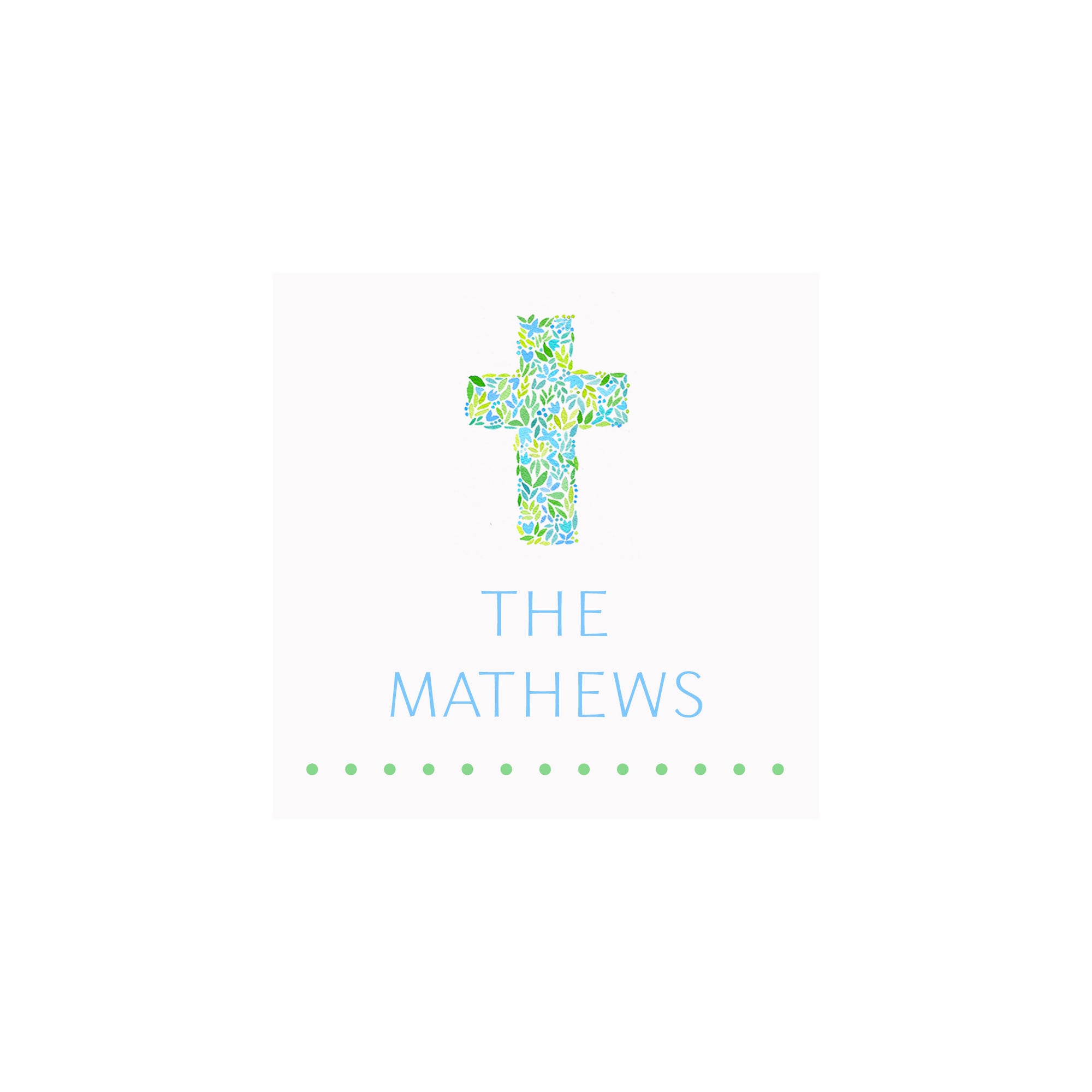 Cross Gift Tags & Stickers- Blue/Green