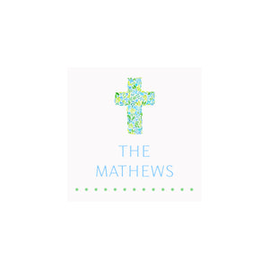 Cross Gift Tags & Stickers- Blue/Green