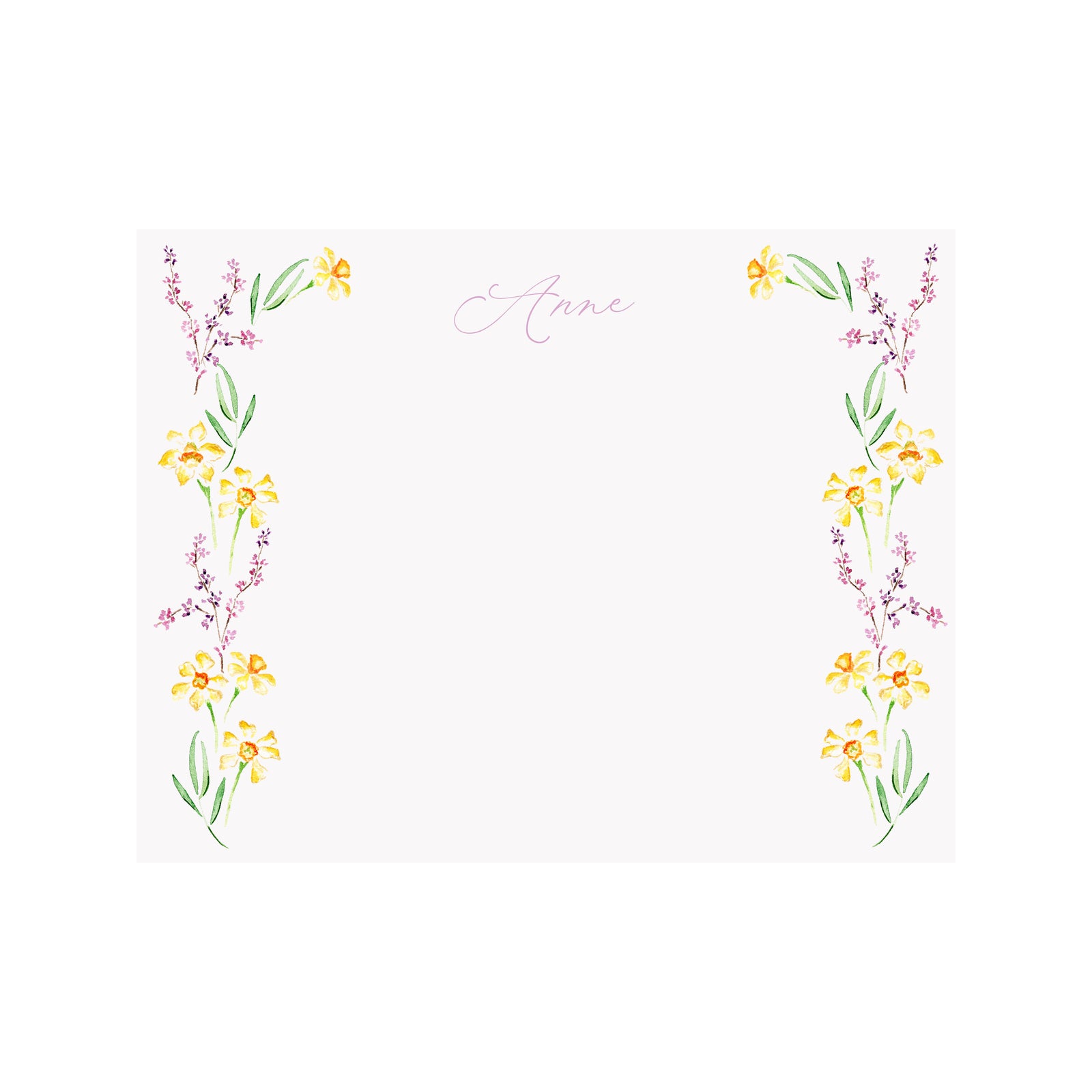 Daffodil Border Personalized Stationery