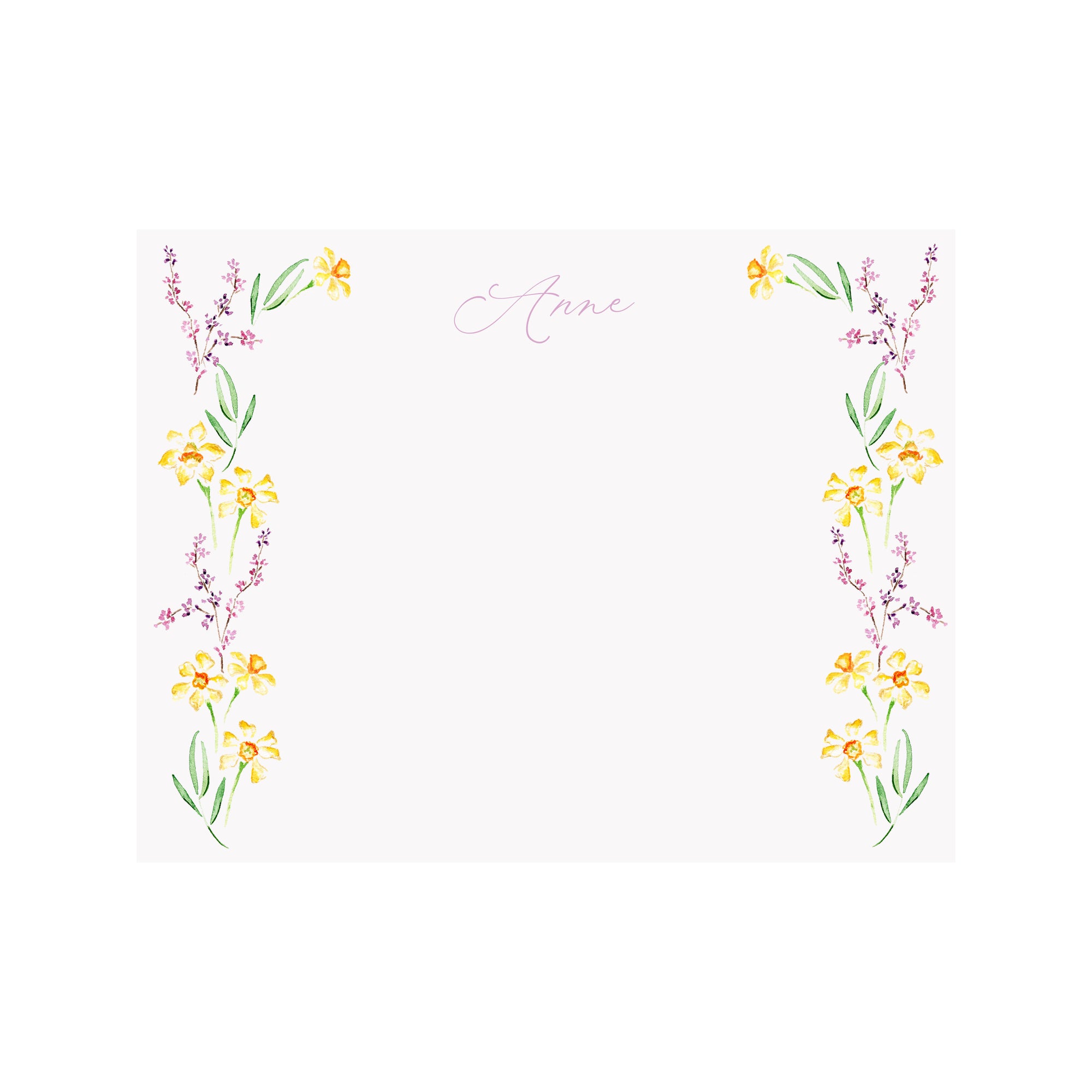 Daffodil Border Personalized Stationery
