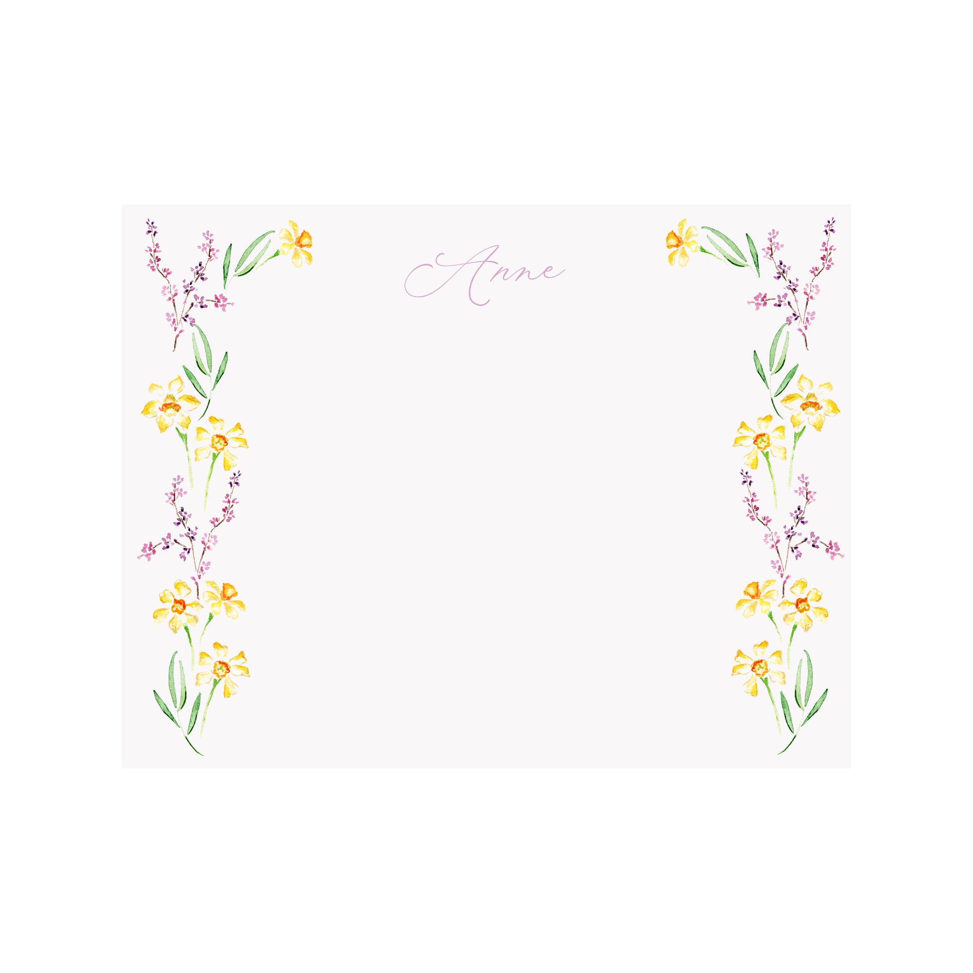 Daffodil Border Personalized Stationery