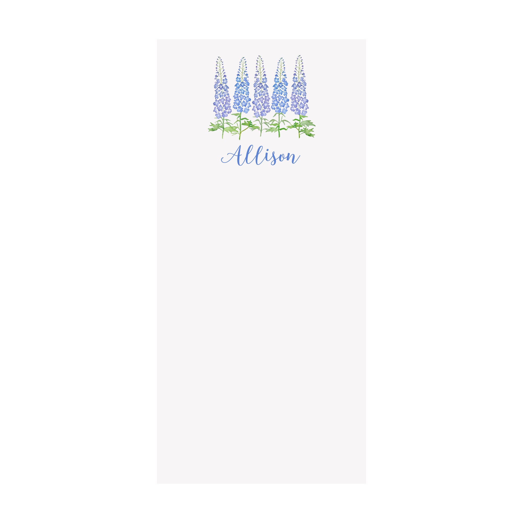 Delphinium Notepad- Personalized