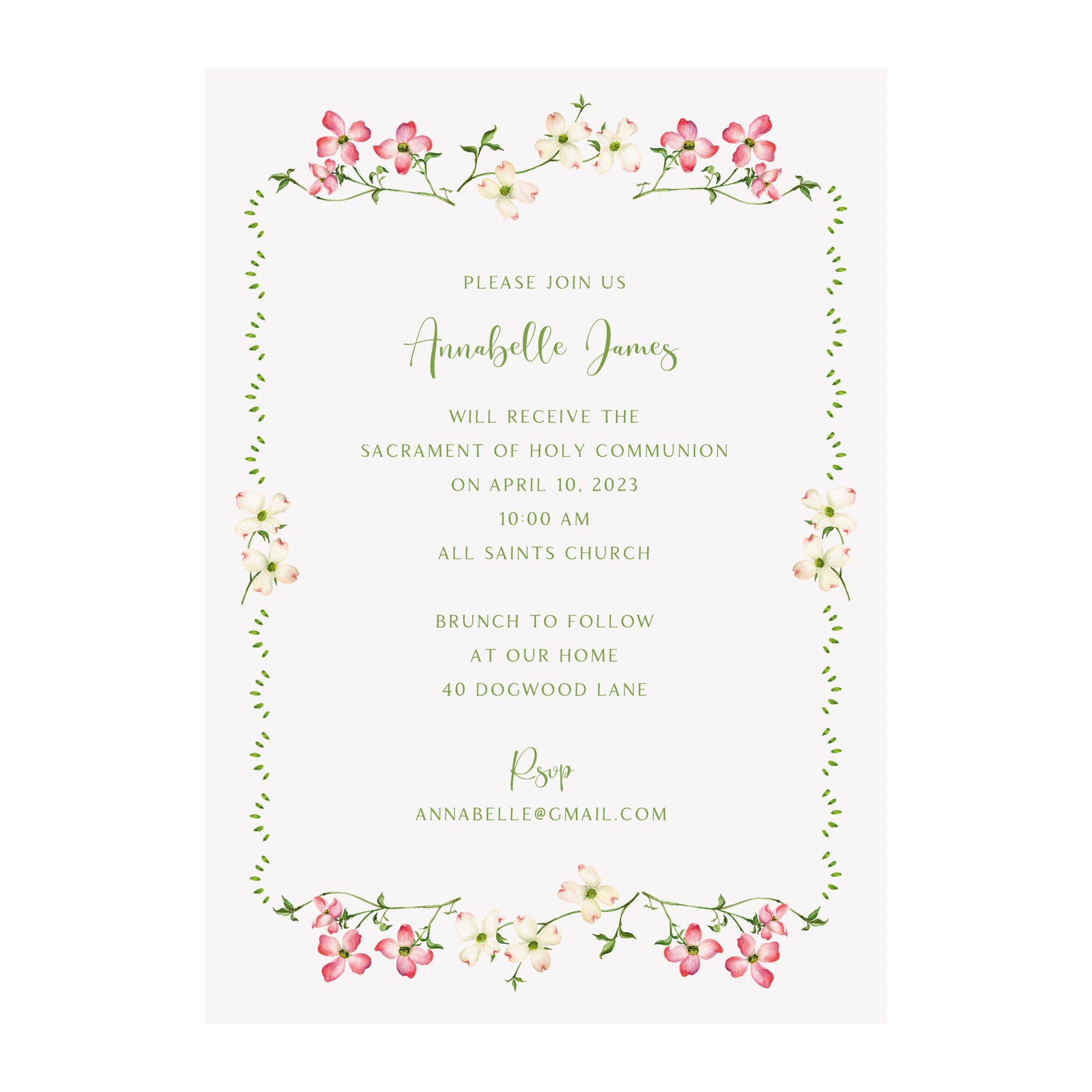 Dogwood Border Holiday & Special Occasion Invitation