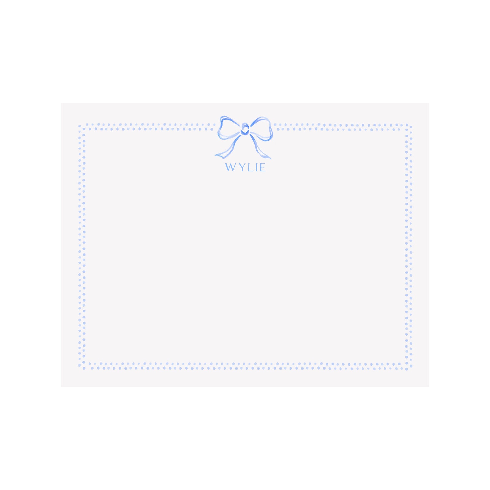 Bow Ribbon & Dots Stationery- Blue