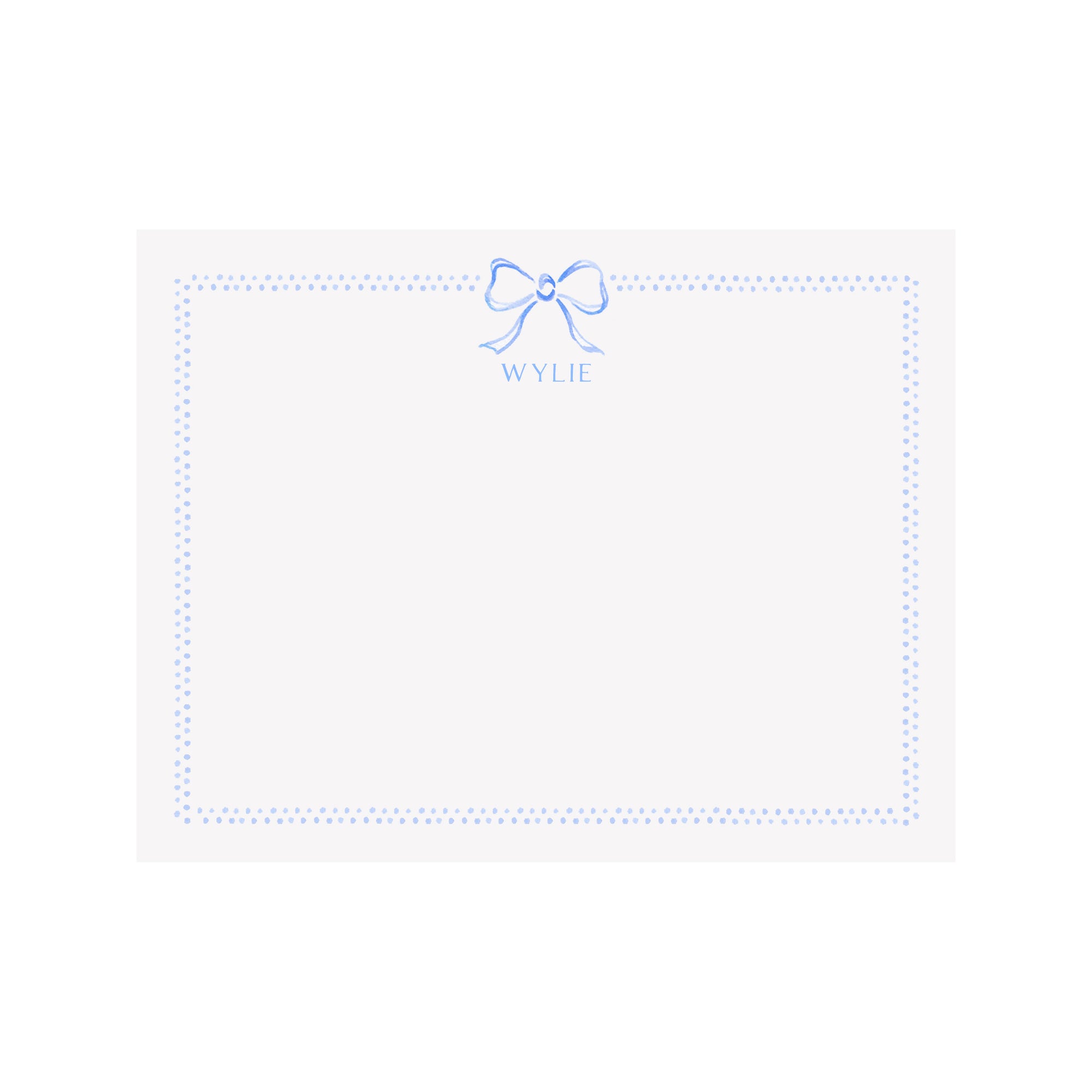 Bow Ribbon & Dots Stationery- Blue