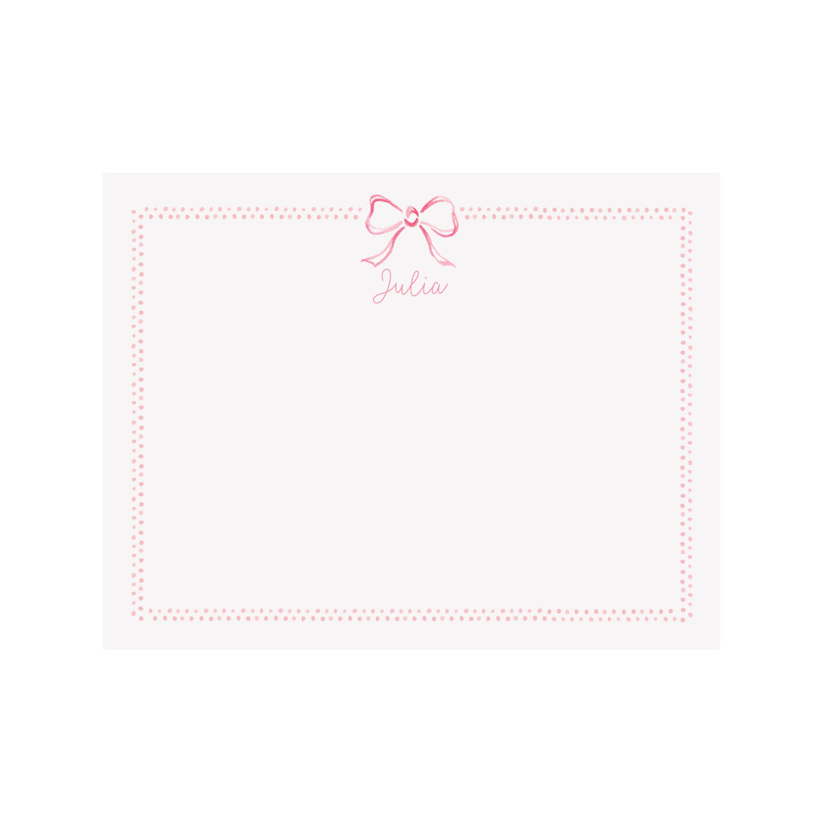 Bow Ribbon & Dots Stationery- Pink