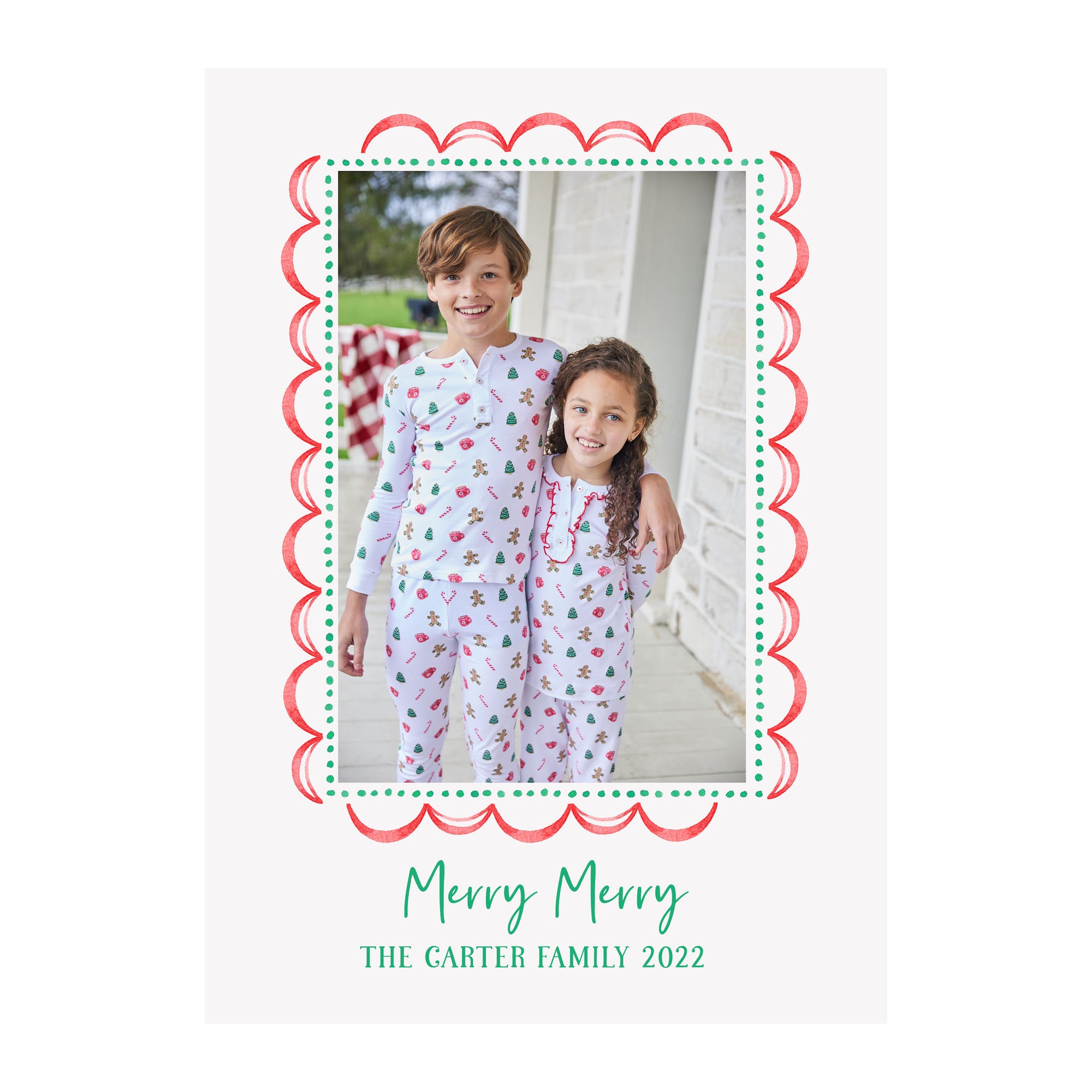 Double Scallop Holiday Photo Cards