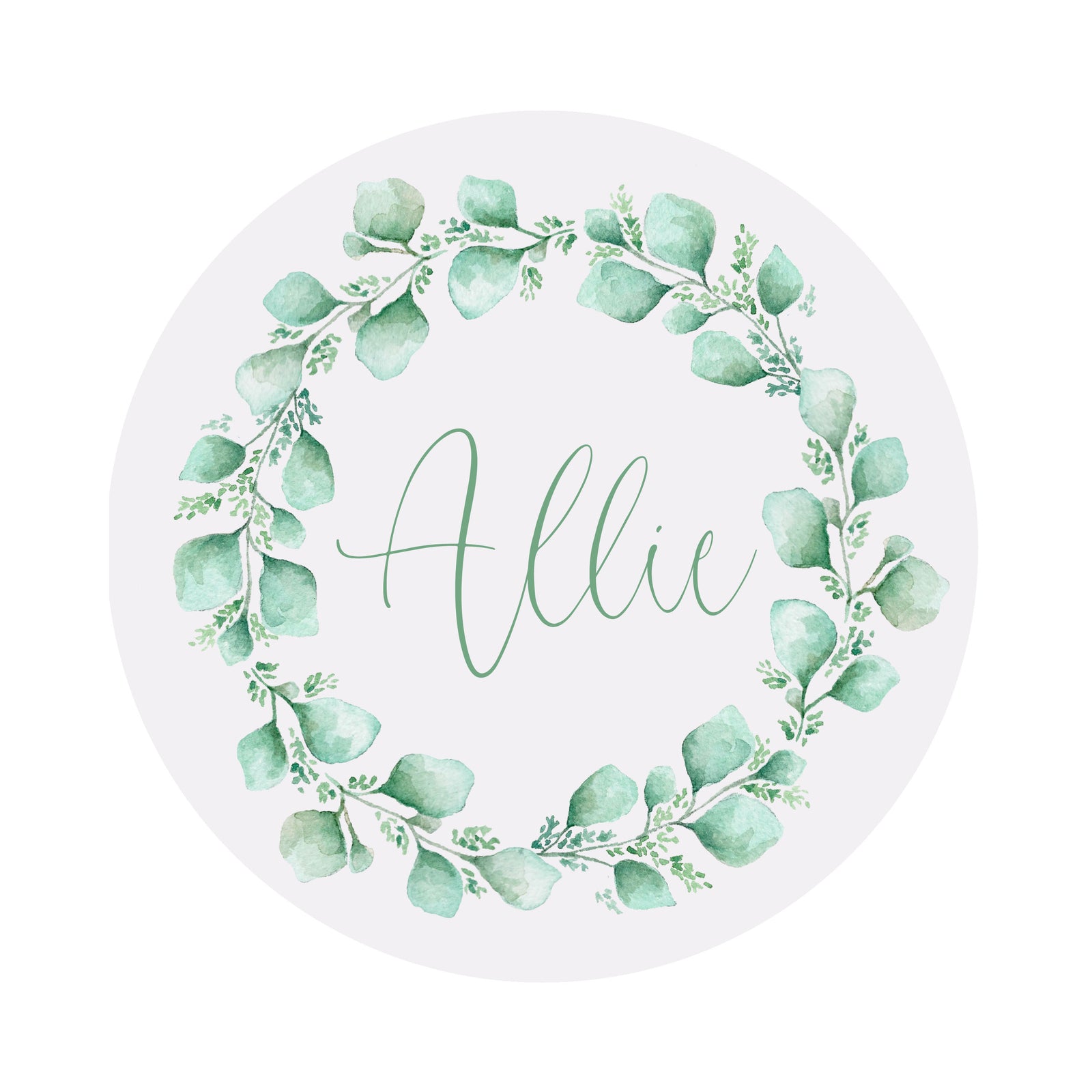 Eucalyptus Garland Personalized Circular Holiday Placecards
