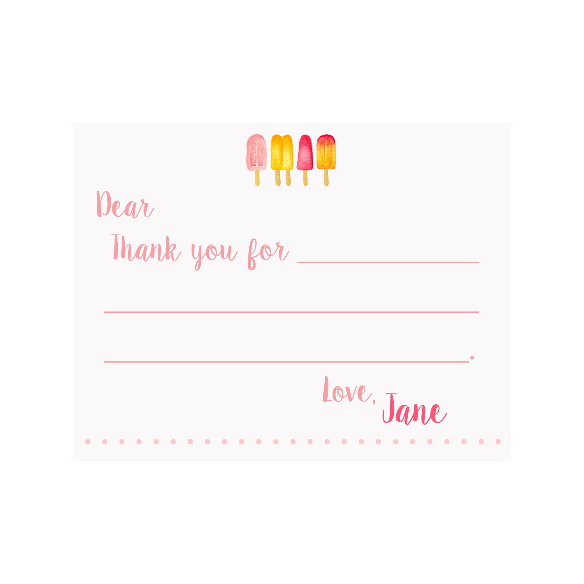 Fill-In Thank You Note Stationery