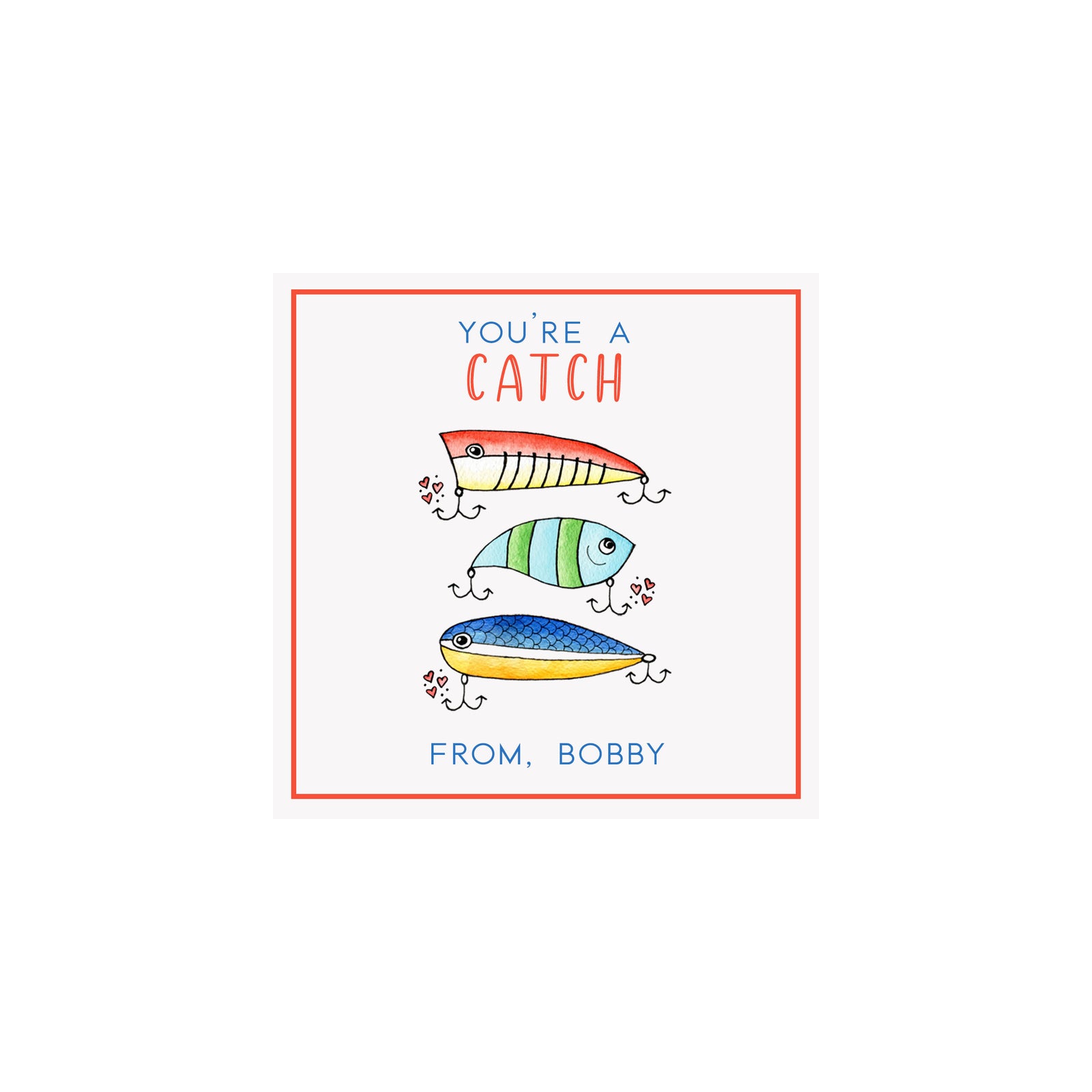 Fishing Lures Valentine Gift Tags & Stickers