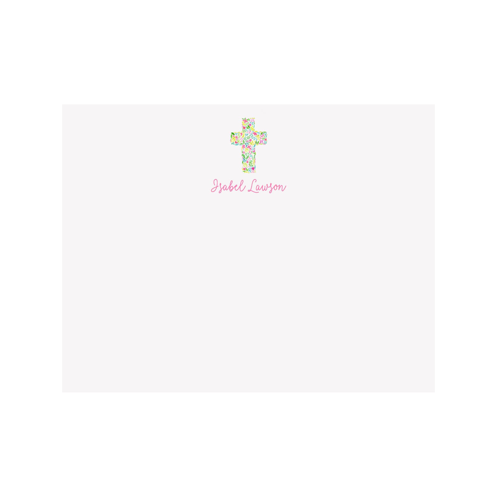 Magenta Floral Cross Stationery