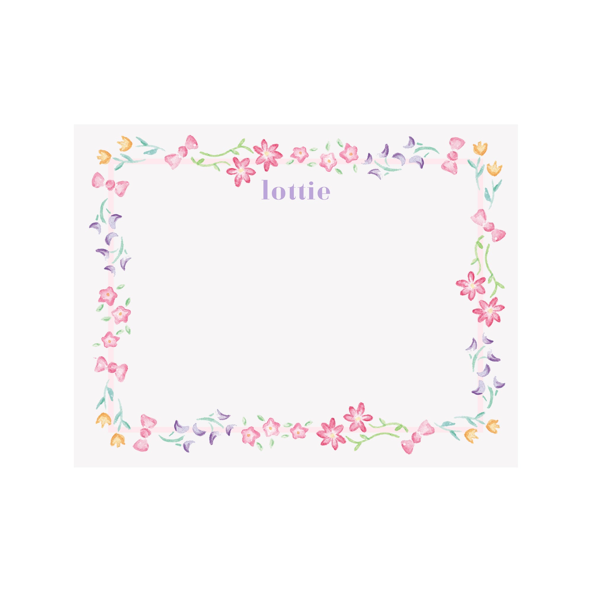 Flowers & Bows Border Stationery