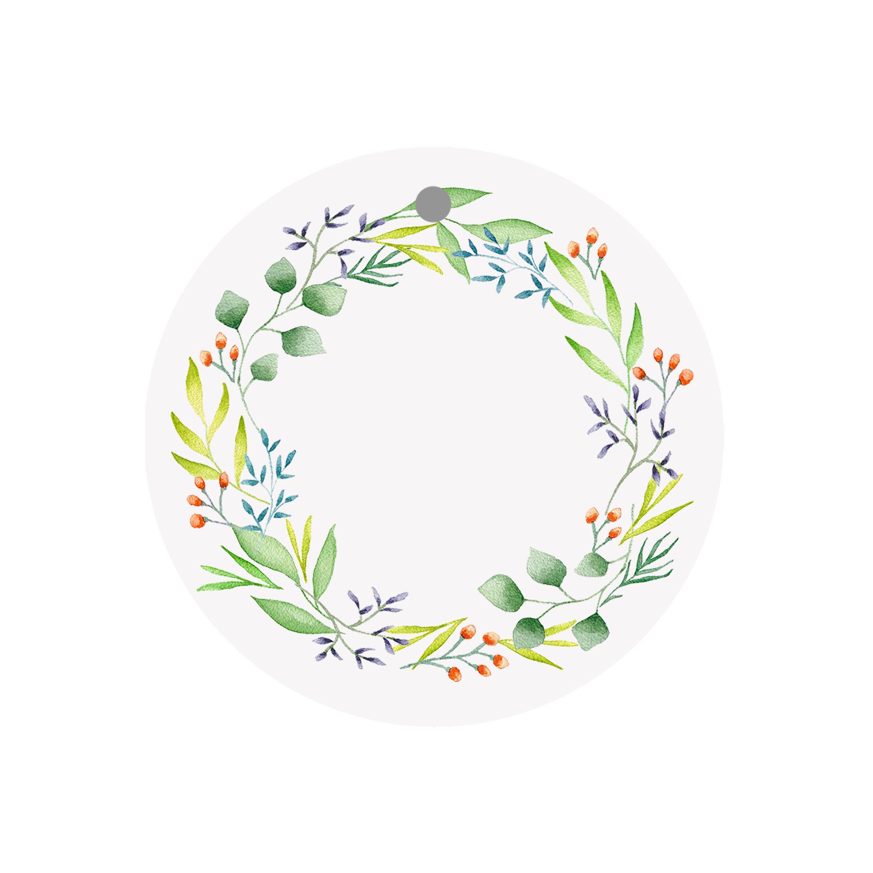Foliage Wreath Circular Round Gift Tags