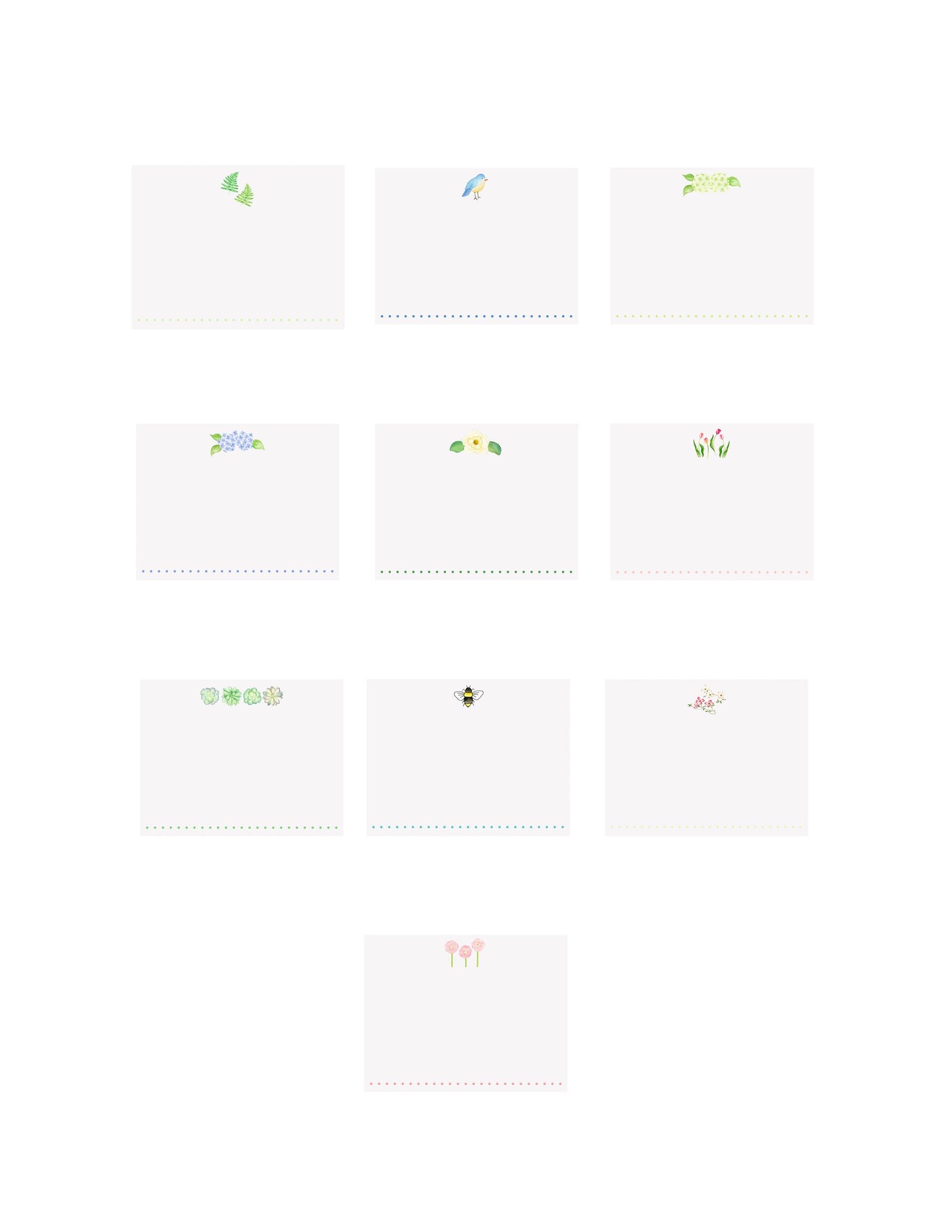 Garden Bouquet- Assorted Floral Flat Note Cards