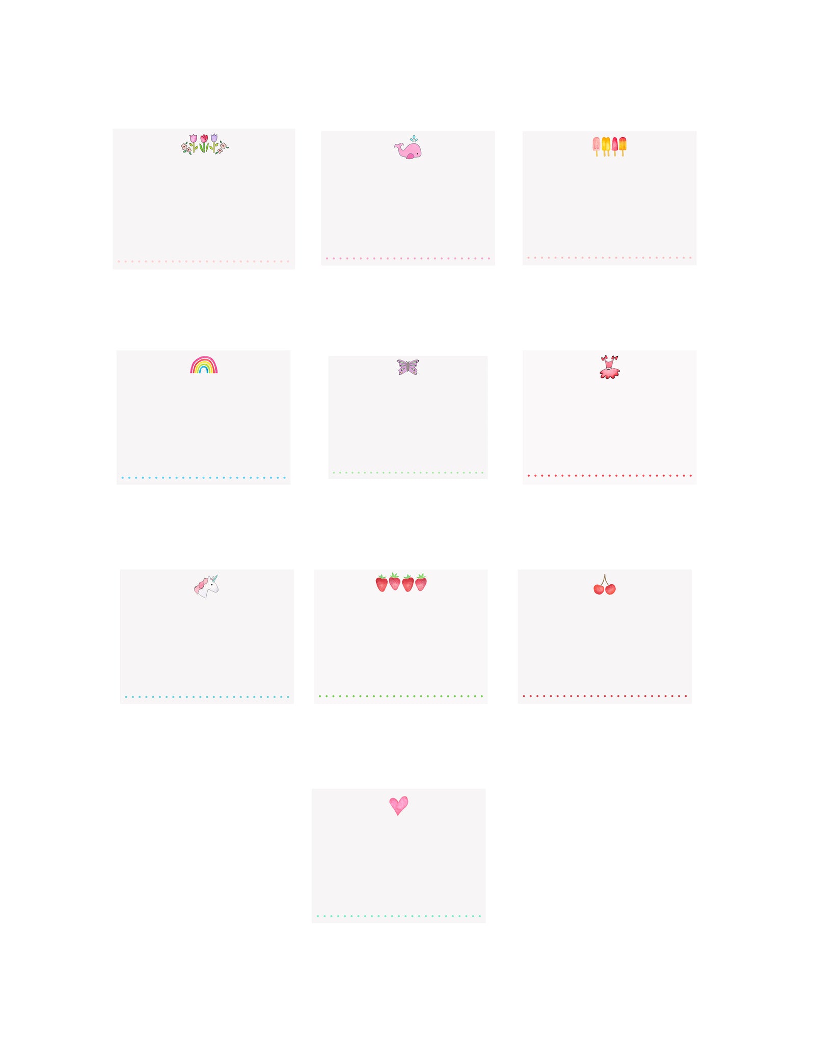 Kids Pen Pal Pack- Assorted Girls Note Cards