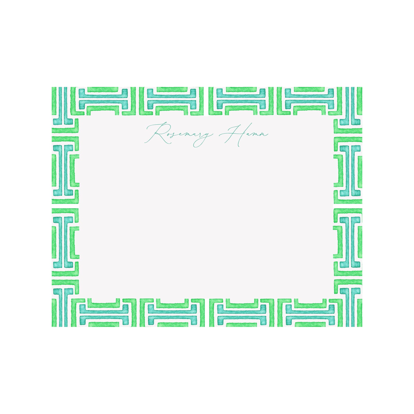 Personalized Greek Key Stationery- Green