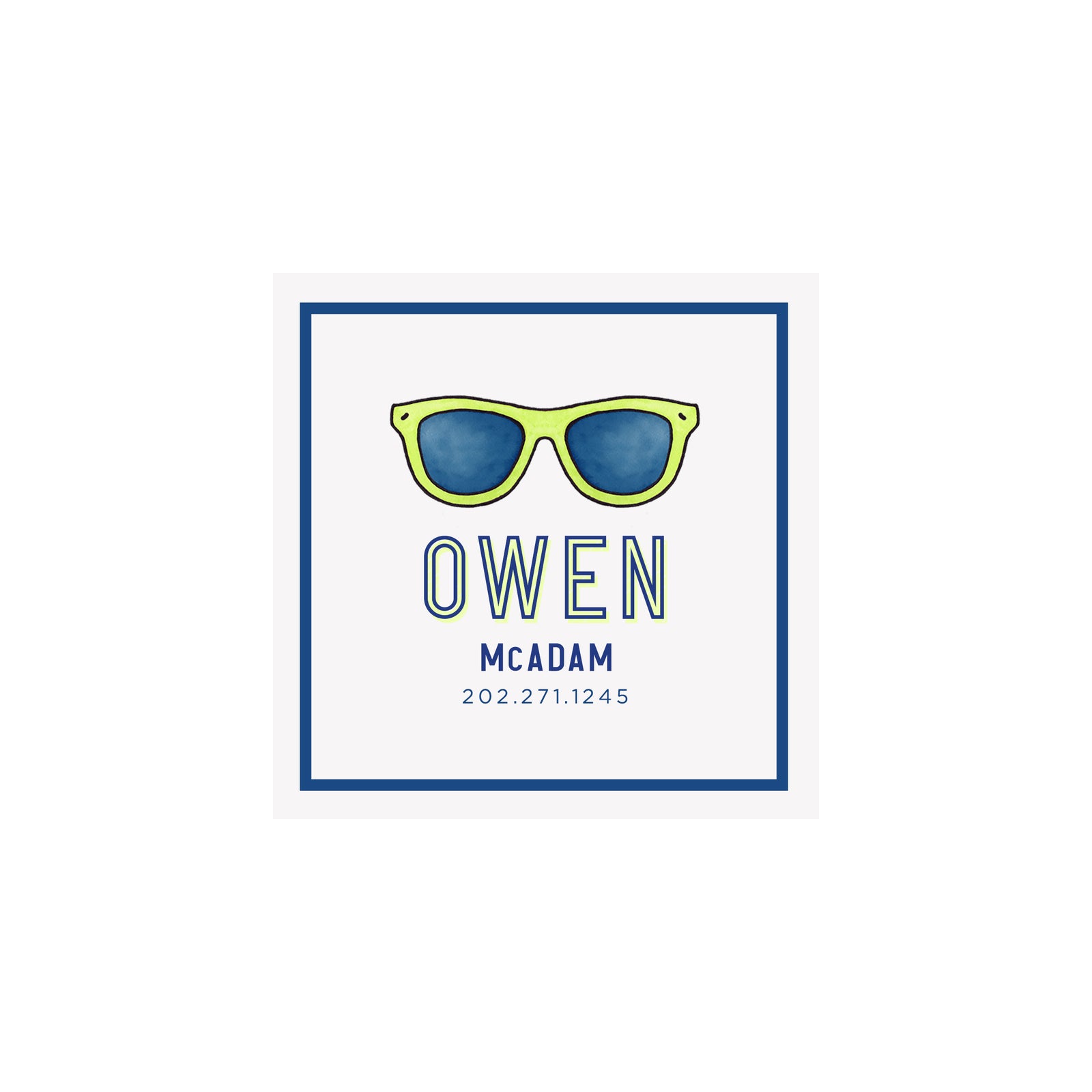 Sunglasses Bag Tags- Green/Navy