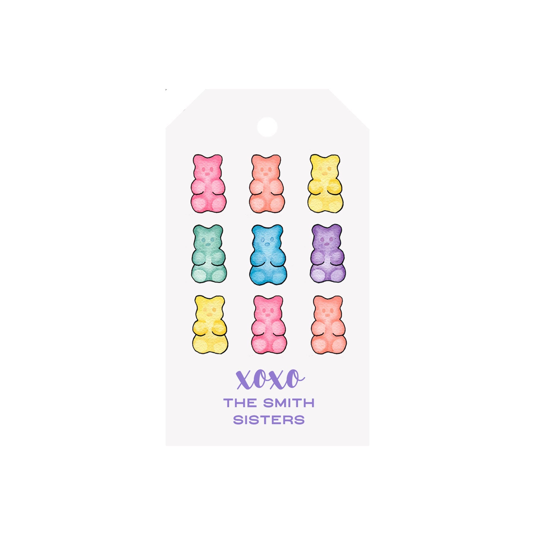Gummy Bears Personalized Luggage Gift Tags- Classic Rainbow