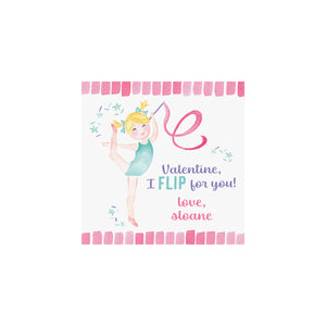 Gymnastics "Flip for you" Valentine Gift Tags & Stickers