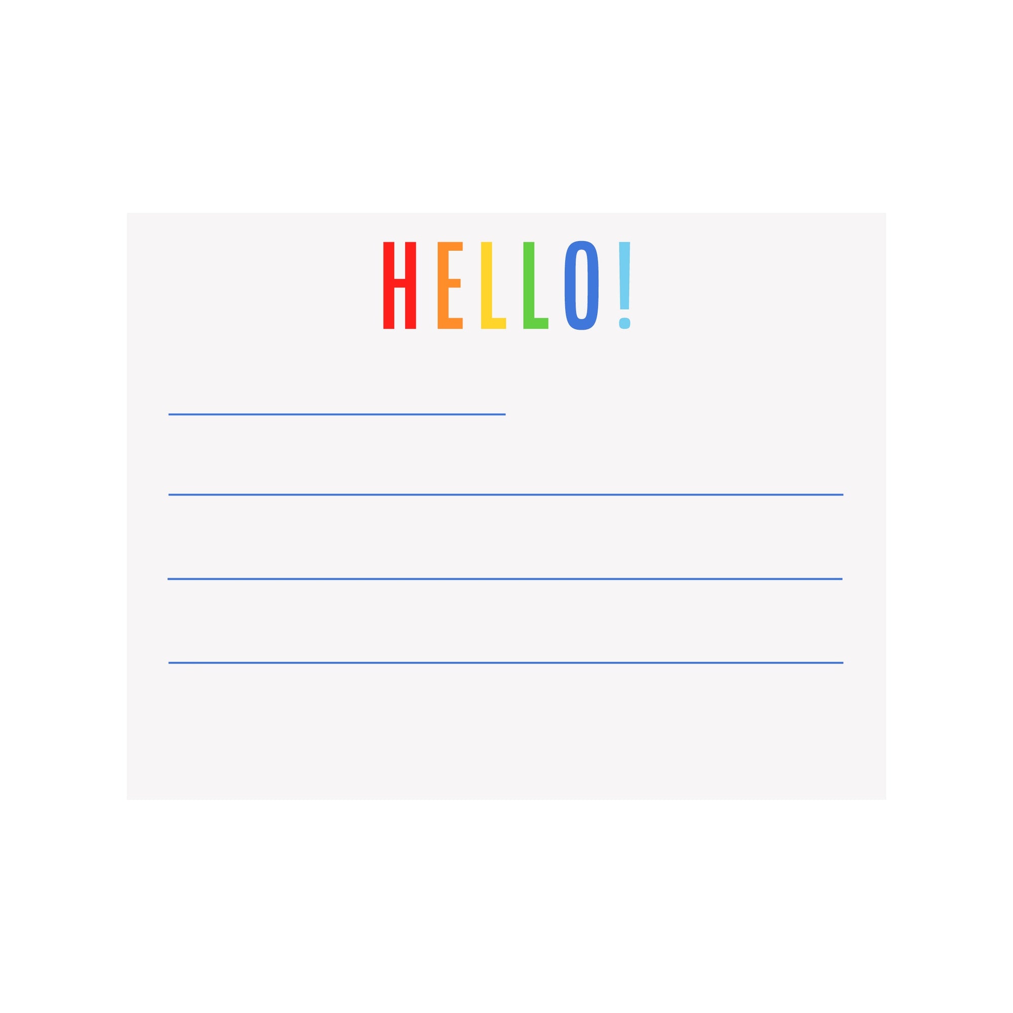 Pre-lined Notecards- HELLO! Red/Blue