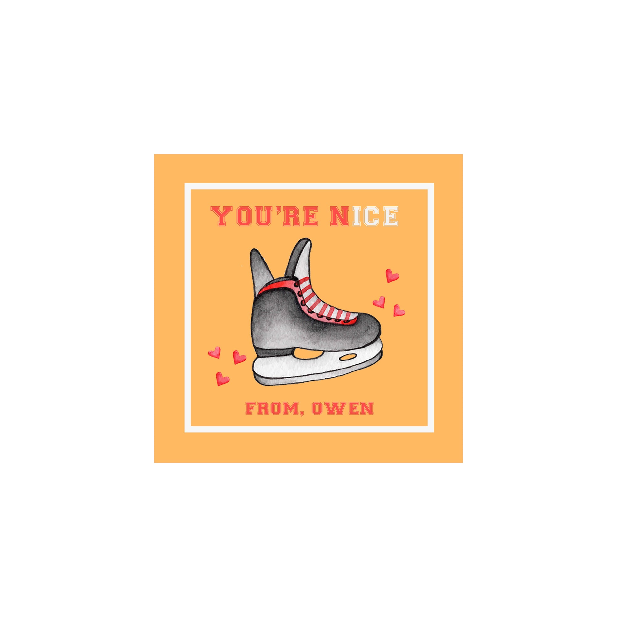 Hockey Skate Valentine Gift Tags & Stickers