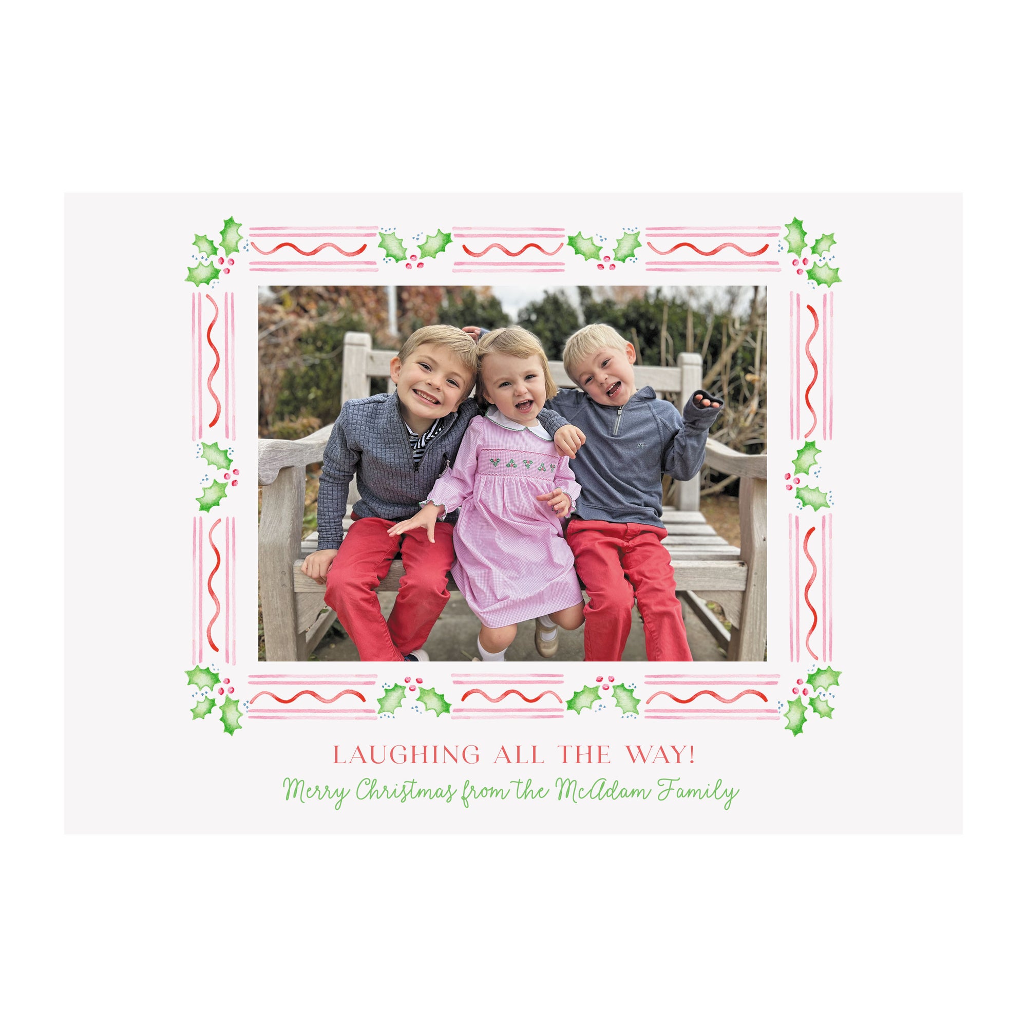 Holly Ruffle Holiday Photo Cards