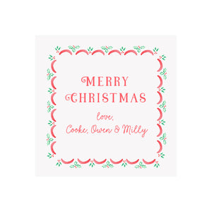 Holly Scallop Personalized Gift Tags & Stickers