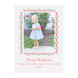 Holly Scallop Holiday Photo Cards- Blue/Green