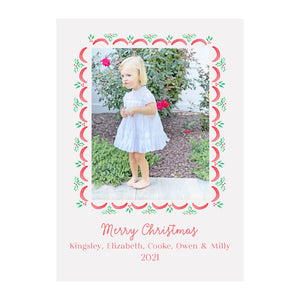 Holly Scallop Holiday Photo Cards