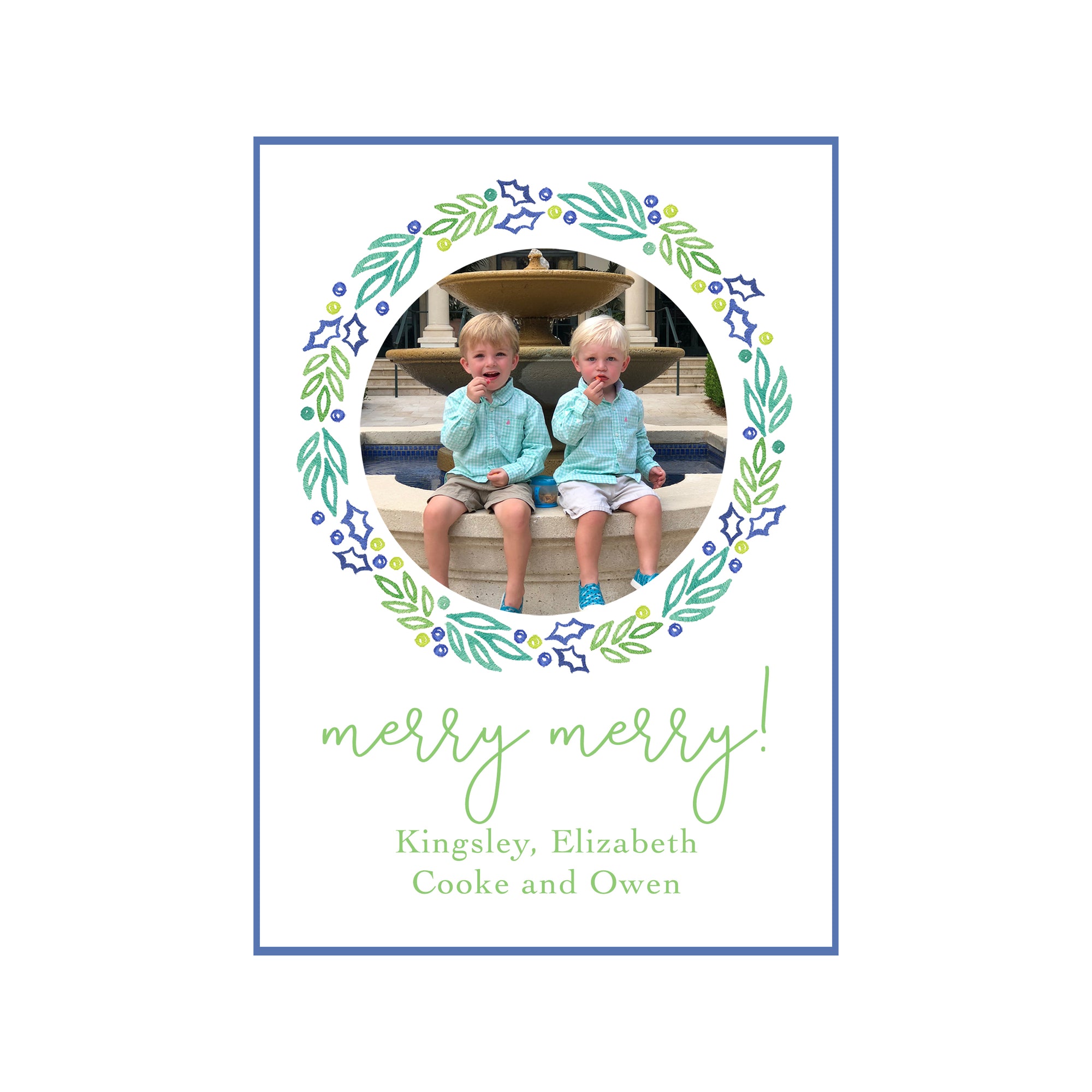 Holly Wreath Holiday Photo Cards