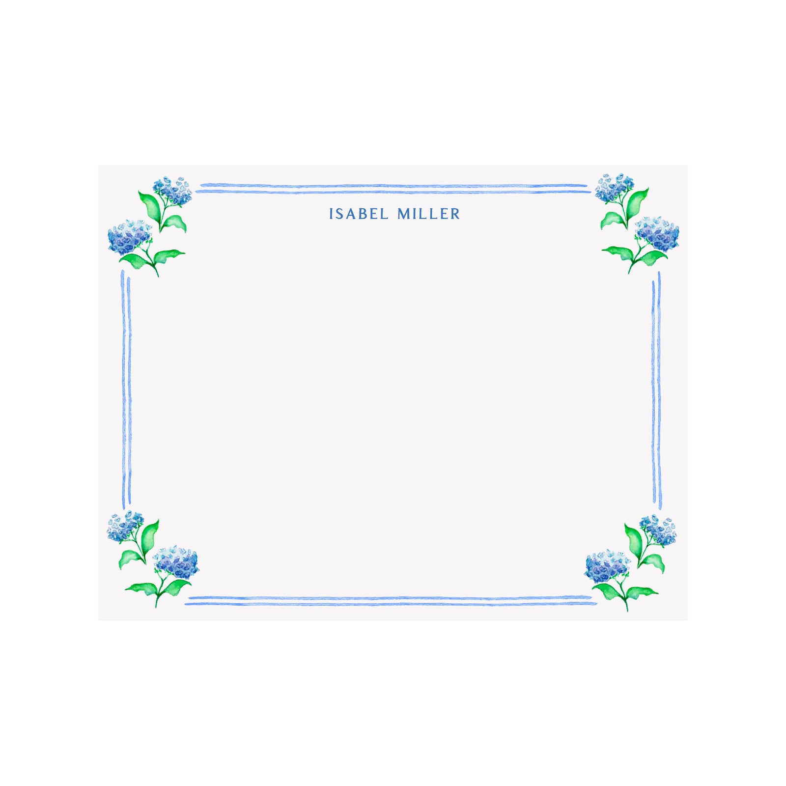 Hydrangea Border Personalized Stationery