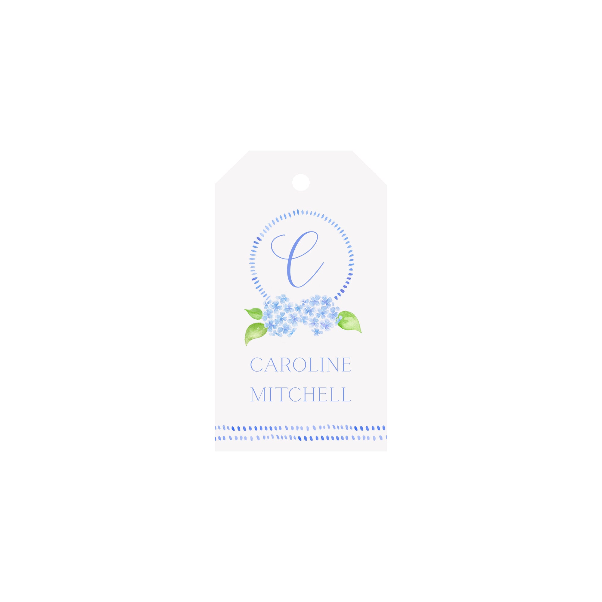 Hydrangea Wreath Personalized Angled/Drilled Gift Tags
