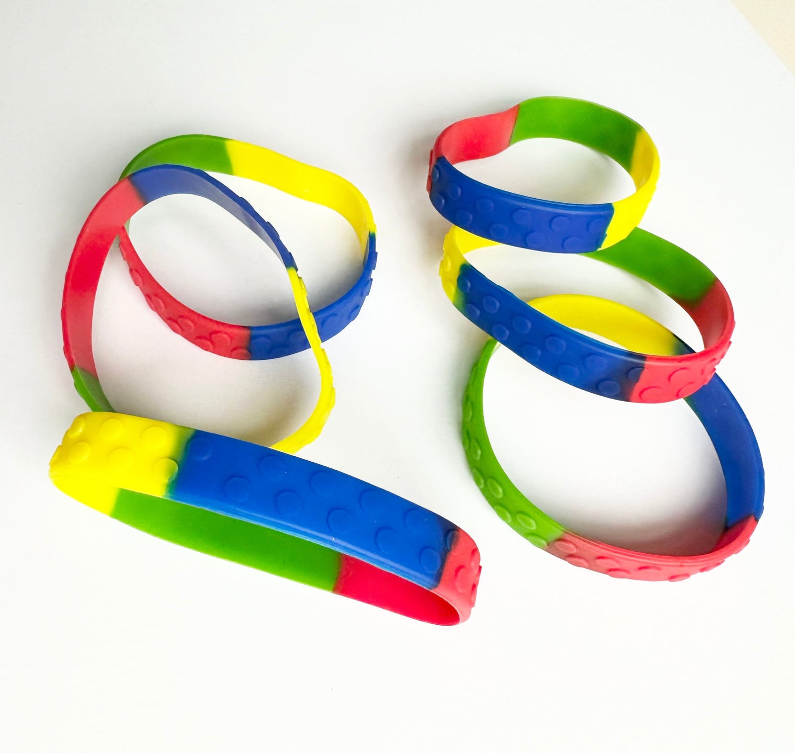 Party & Valentine Favors- Multicolor Lego Brick Rubber bracelets