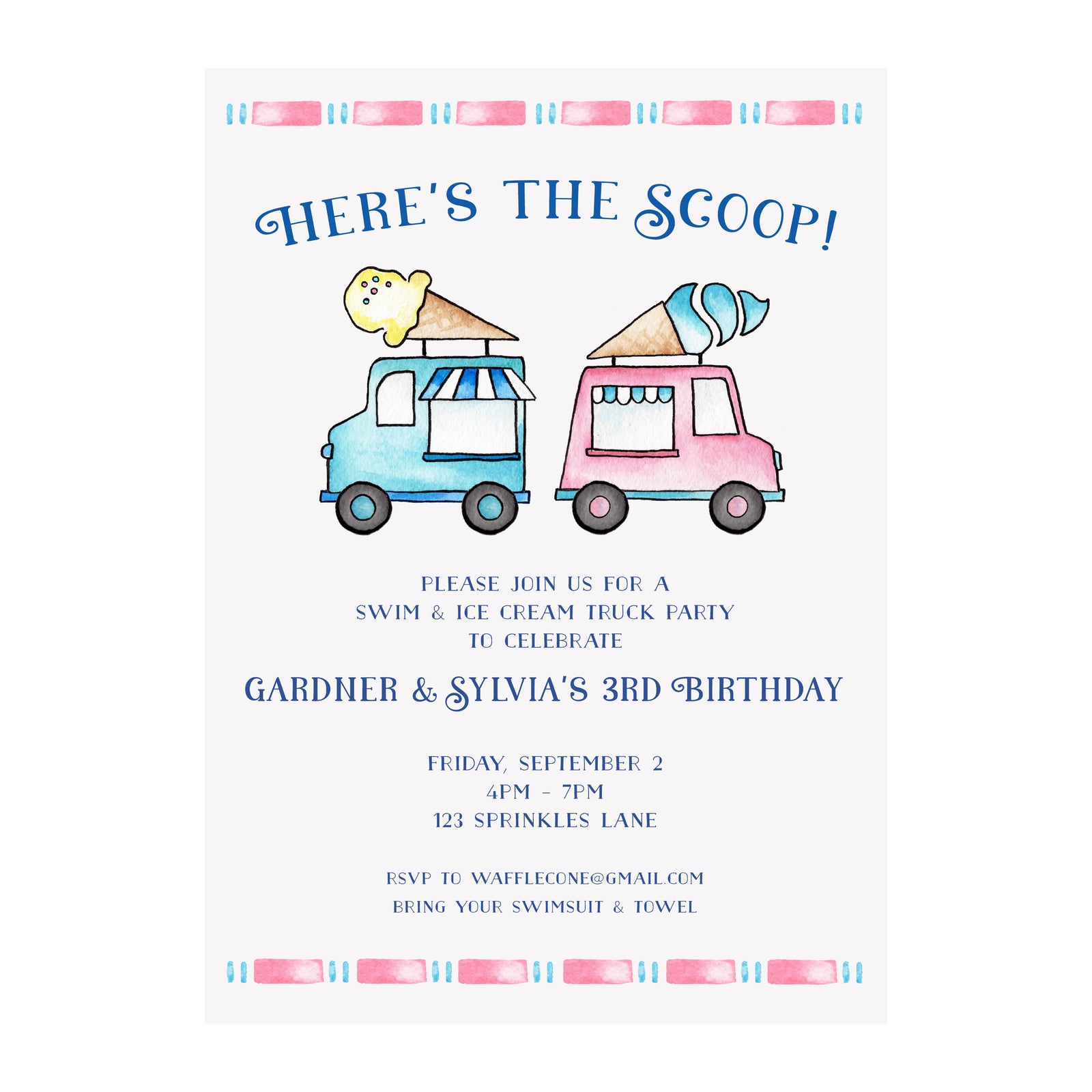 Ice Cream Truck Party Invitation