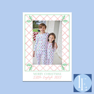 Pastel Holly Lattice Holiday Photo Cards