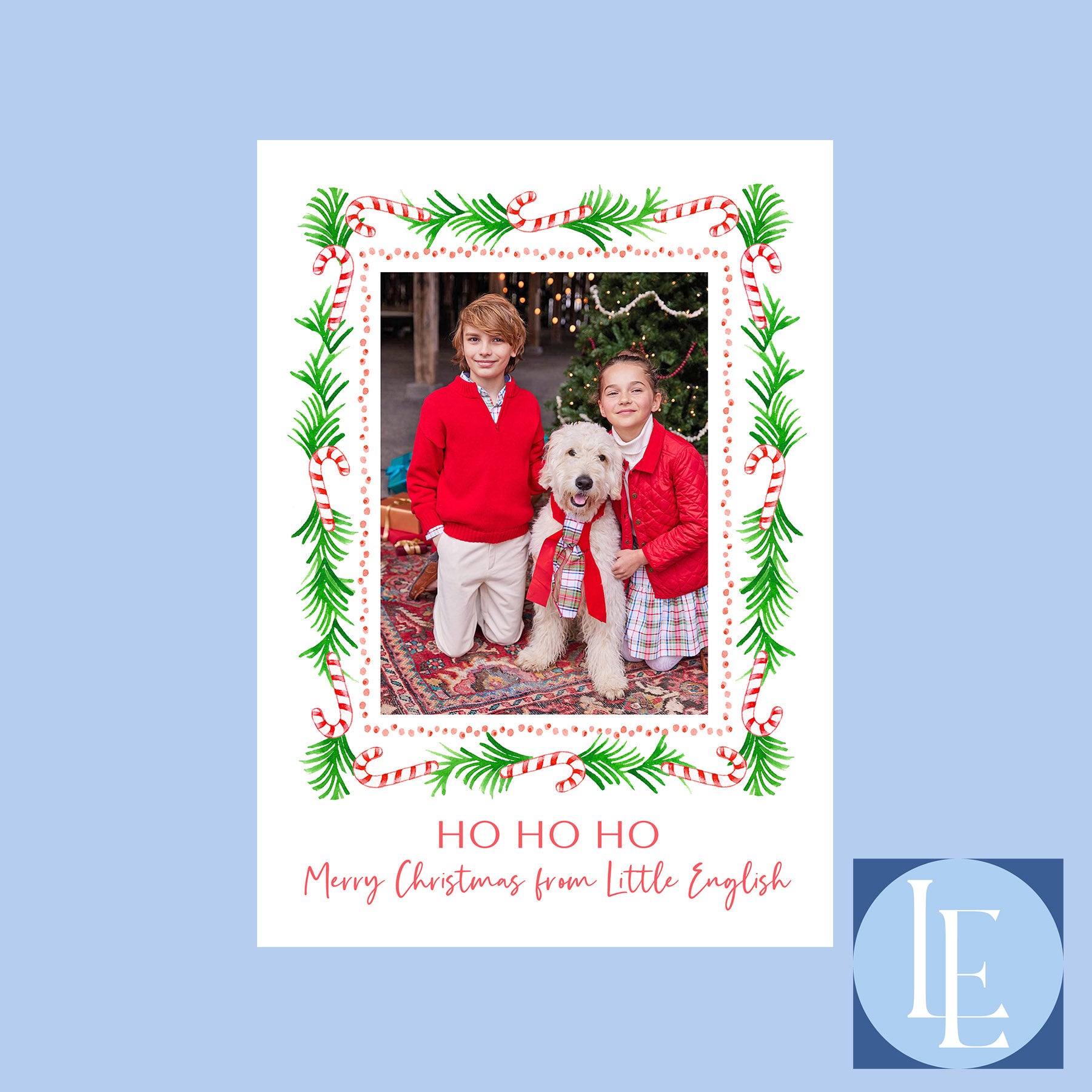 Candy Cane Garland Holiday Photo Cards