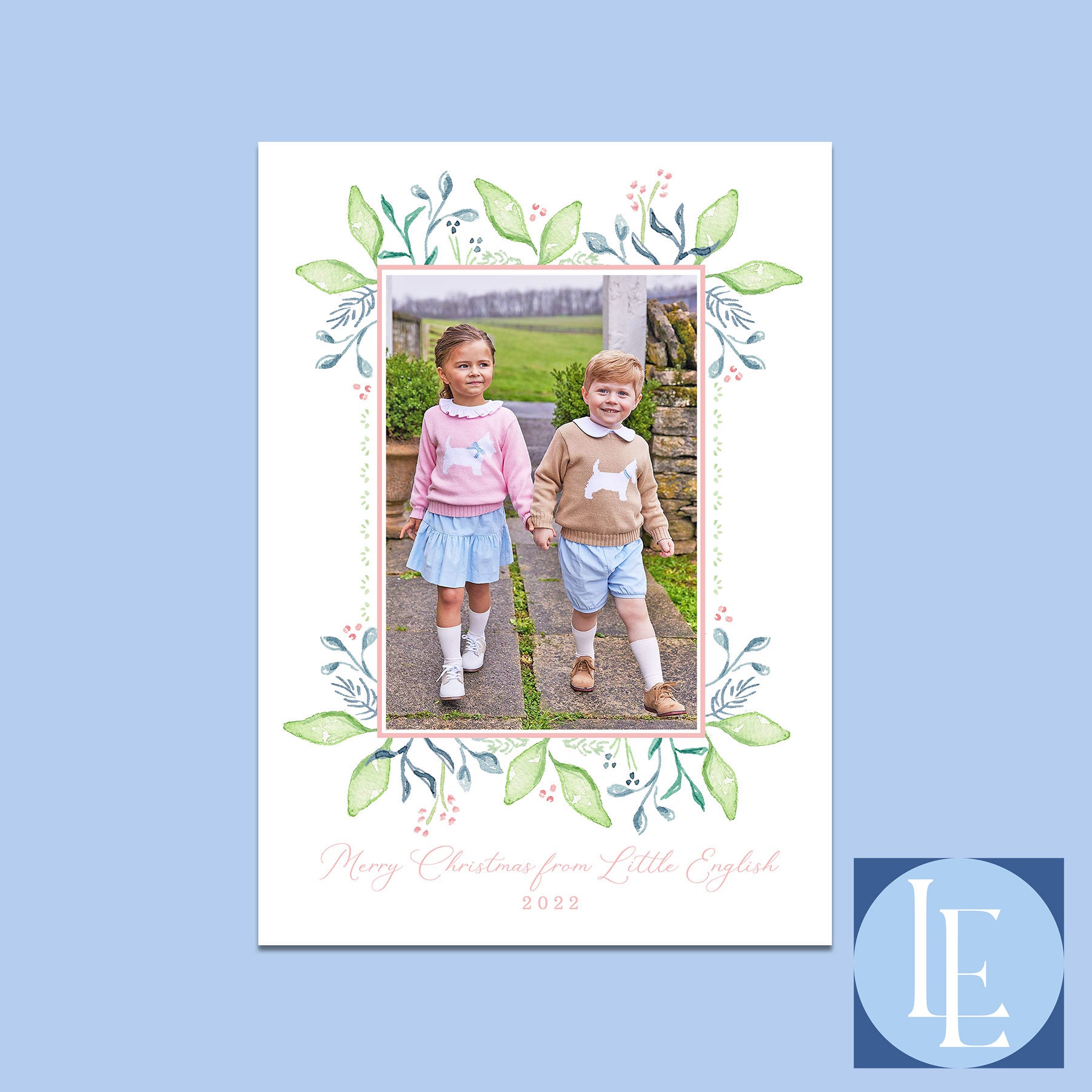 Pastel Foliage Holiday Photo Cards