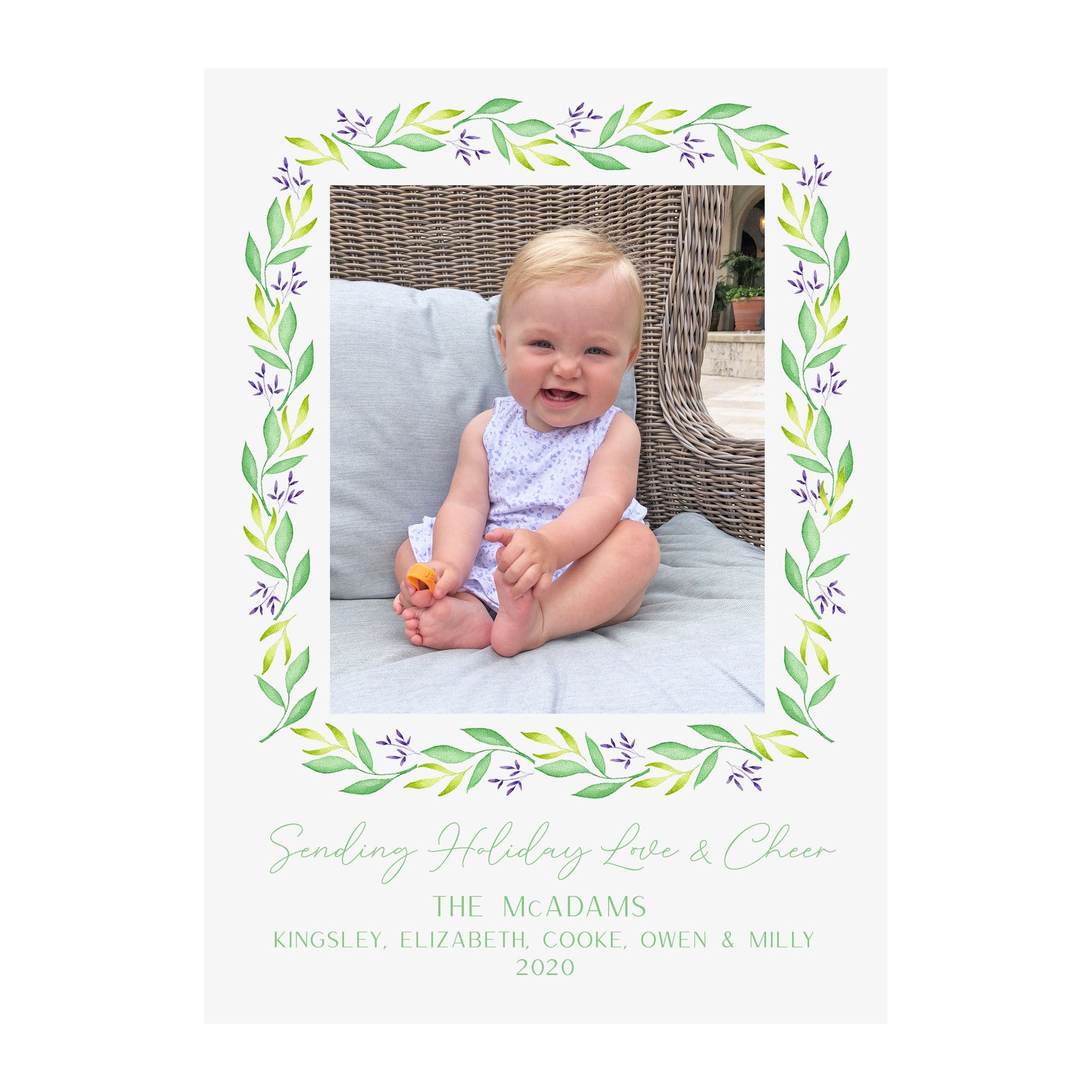 Lavender Garland Holiday Photo Cards